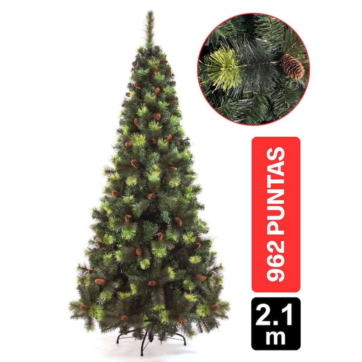 GIO HOME - Arbol De Navidad Pino York 210M Verde 962 Ramas Gio Home