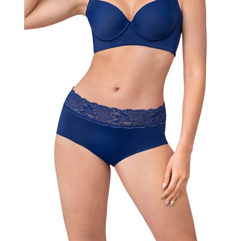 LEONISA - Leonisa Panty hípster en tela ultraliviana con franja de encaje