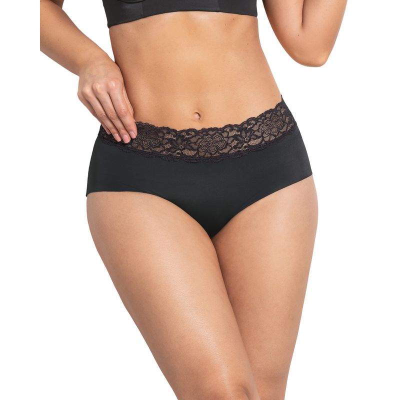 LEONISA - Leonisa Panty hípster en tela ultraliviana con franja de encaje