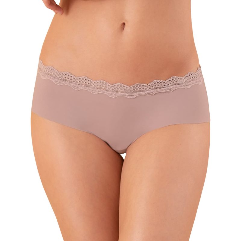 LEONISA - Leonisa Panty hípster con encaje en cintura tiro medio