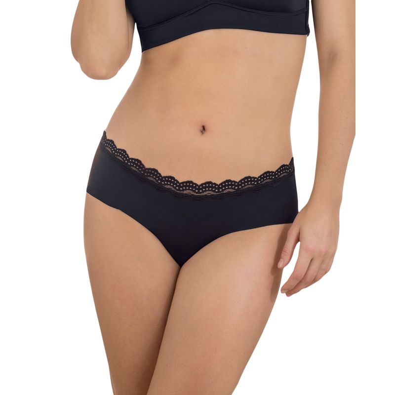 LEONISA - Leonisa Panty hípster con encaje en cintura tiro medio