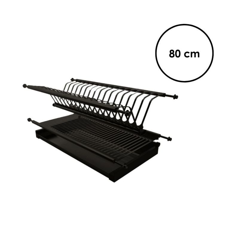 GENERICO - Locero Platero Escurridor Platos Acero Inoxidable 80cm Negro