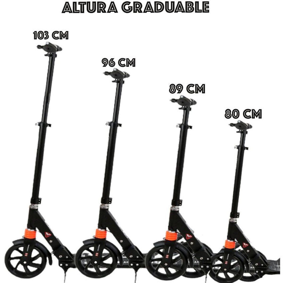 MULTIPLACE COLOMBIA - Monopatin scooter para niños grande foxer extra fina negra-