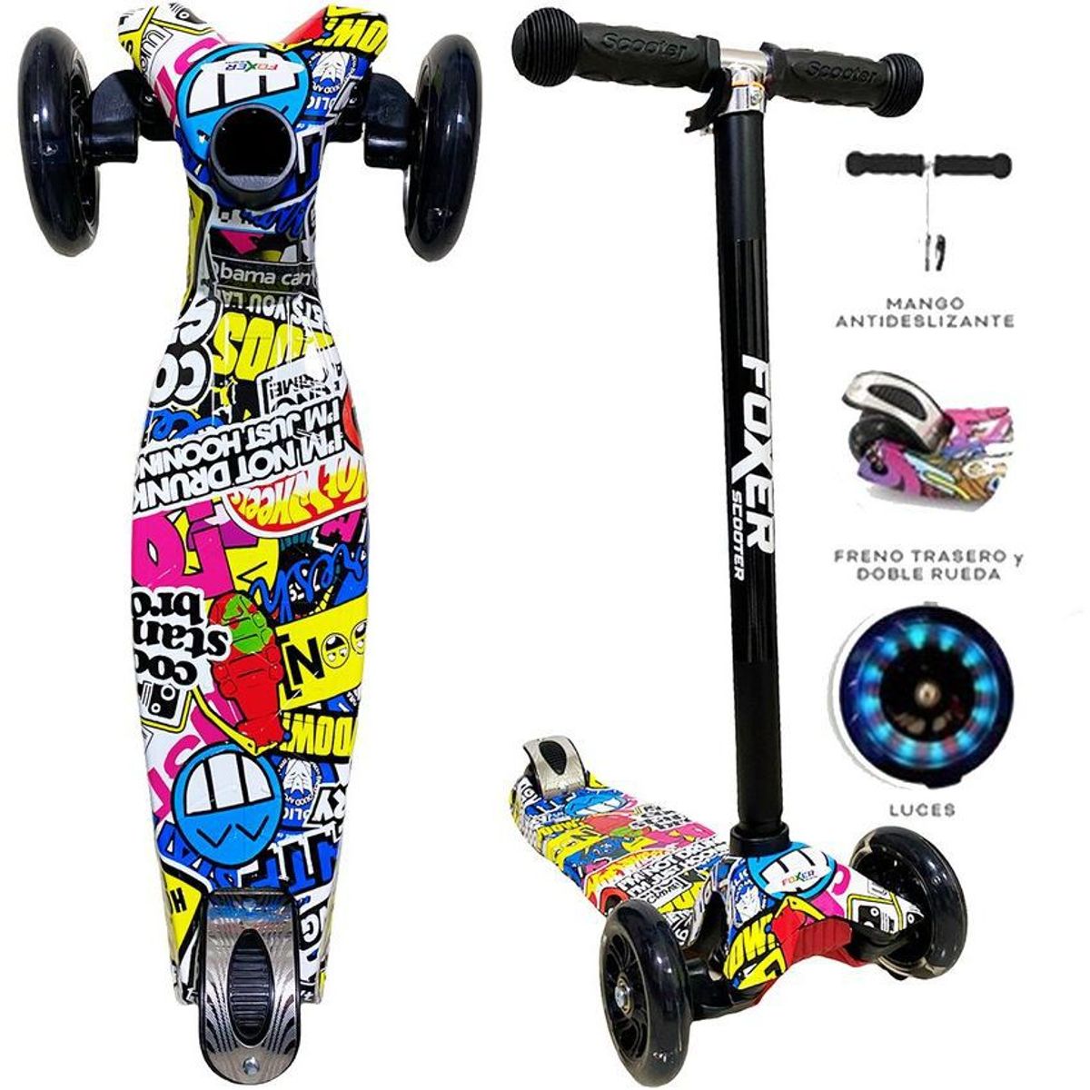 MULTIPLACE COLOMBIA - Monopatin scooter para niño con luces led foxer scooter