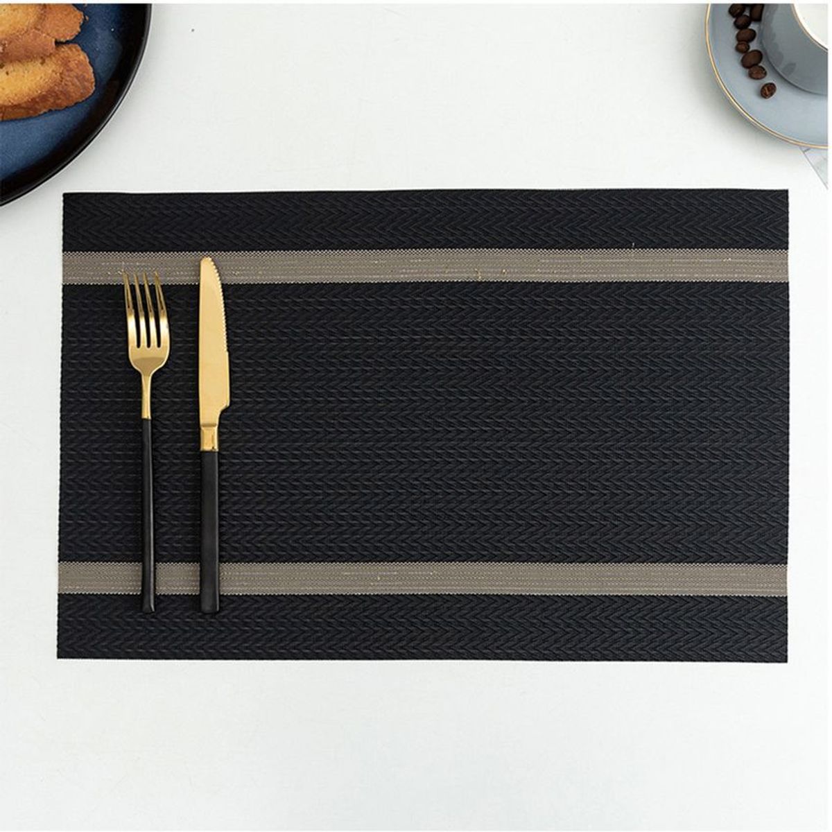 MULTIPLACE COLOMBIA - Individuales para comedor negro - importados alta calidad 6 puestos-
