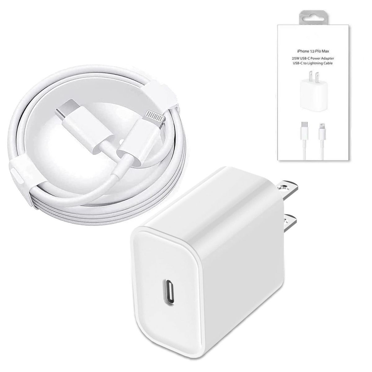 GENERICO - Cargador compatible con iPhone + cable Tipo c carga rápida 25w-