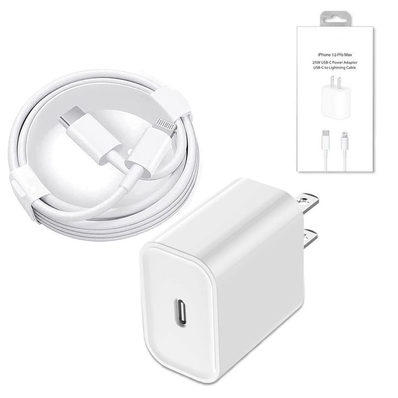 GENERICO - Cargador compatible con iPhone + cable Tipo c carga rápida 25w