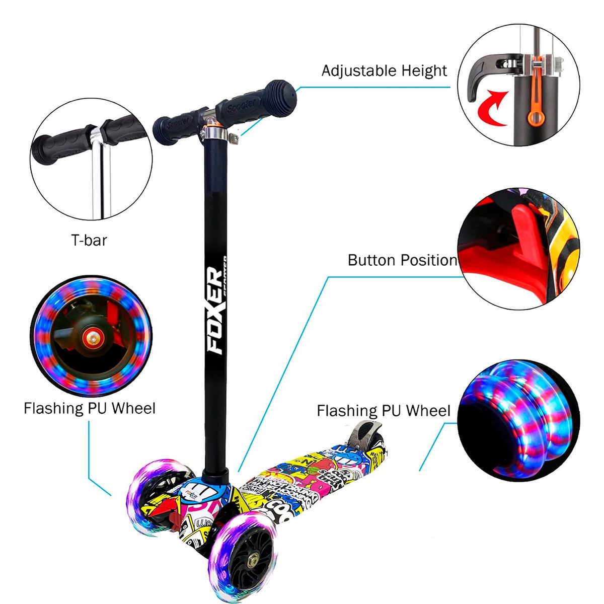 MULTIPLACE COLOMBIA - Monopatin scooter para niños grande foxer scooter extra fina-