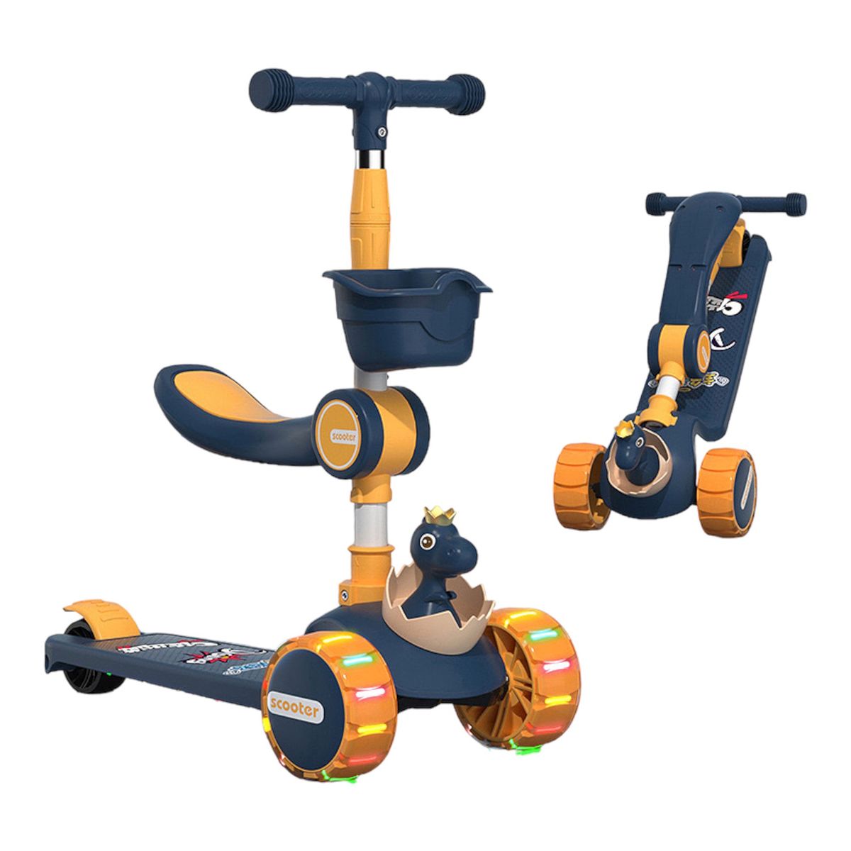 MULTIPLACE COLOMBIA - Monopatin de dinosaurio 3 en 1 musical luces led modelo 2025