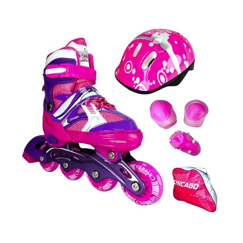 CHICAGO - Patines Semiprofesionales Kit Chicago Protecciones M Fucsia