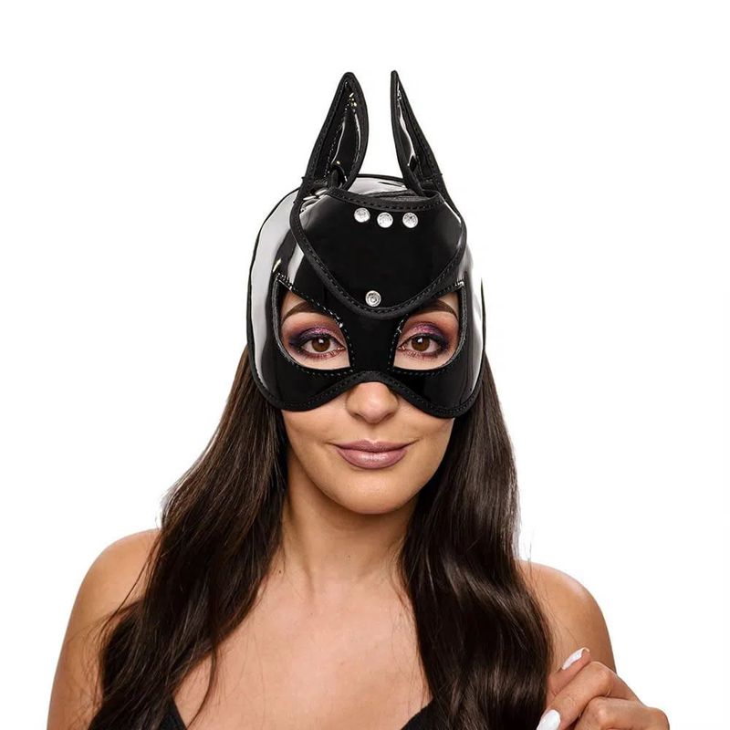 GENERICO - Disfraz Mascara Antifaz Cuero Gata Sexy Sado Bdsm Bondage