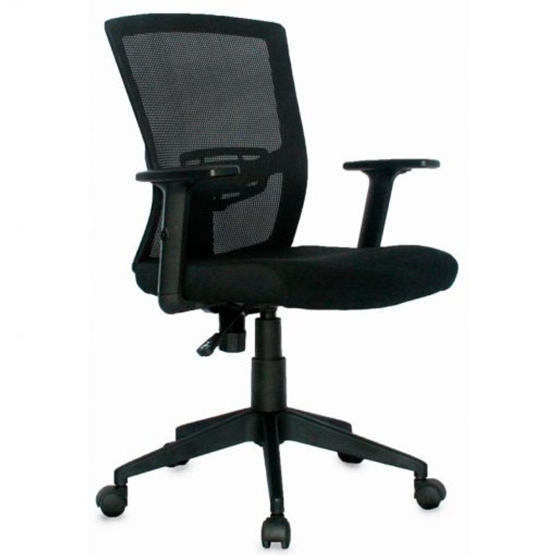 MUEBLESYA - Silla de Oficina Ergonomica CUCUTA Marco Negro Base Nylon Brazo 2D