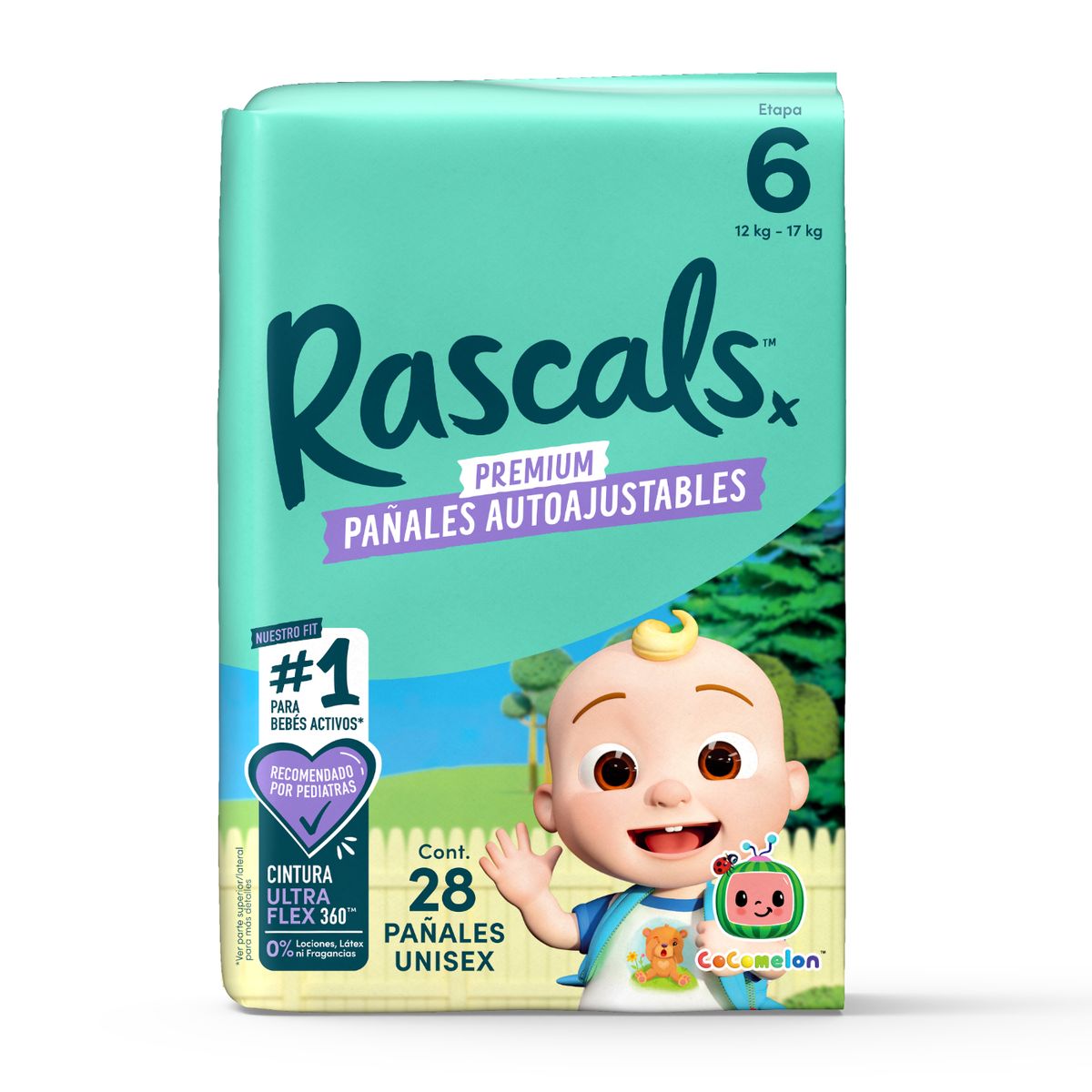 RASCALS - Pañales Rascals Cocomelon Pants T6 Bebé 12-17 Kg x 28 Und