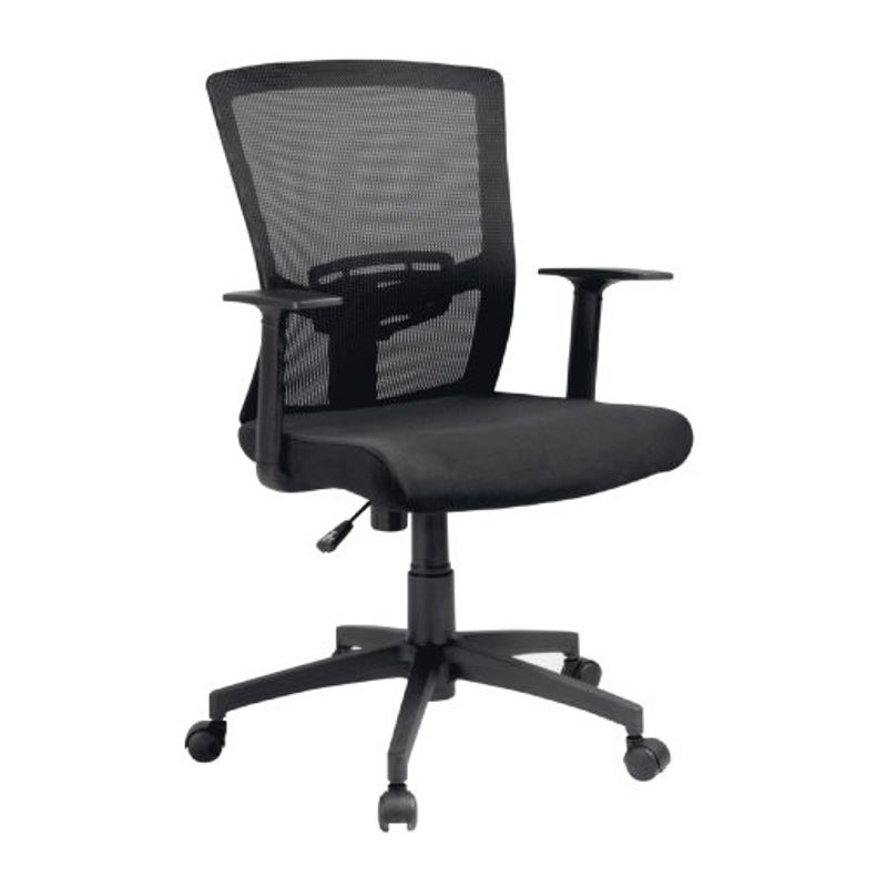 MUEBLESYA - Silla de Oficina Ergonomica BOGOTA Marco Negro Base Nylon Brazo Fijo
