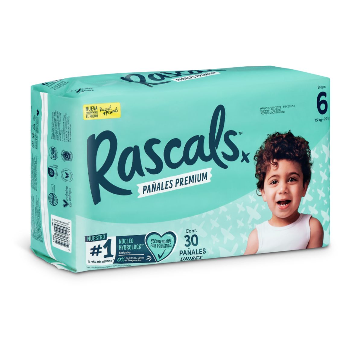 RASCALS - Pañales Rascals Talla 6 - 16 Kg o más por 30 Unidades