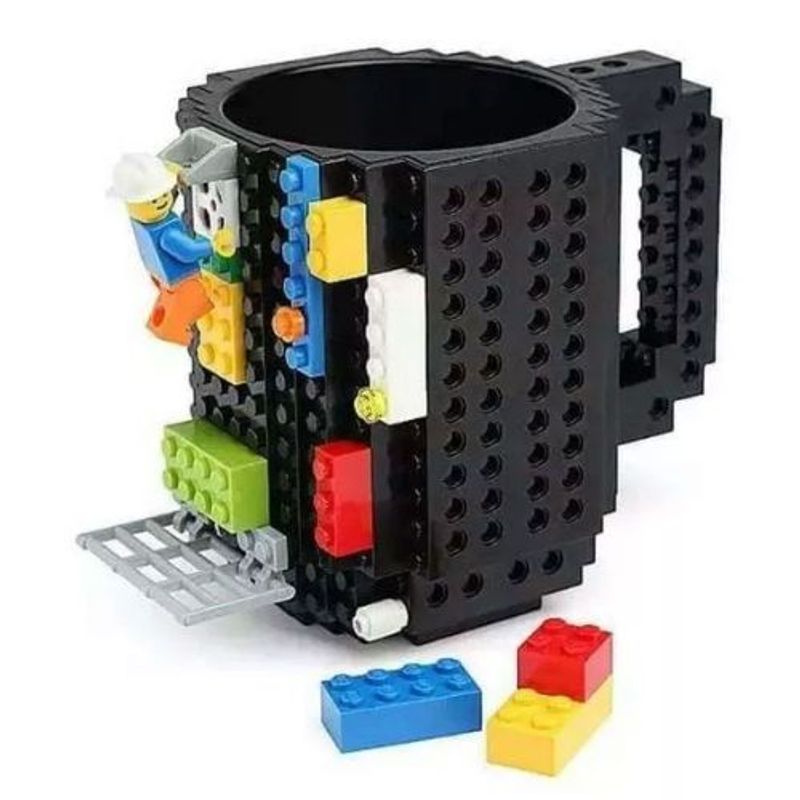 GENERICO - Vaso mug de lego y fichas para armar.