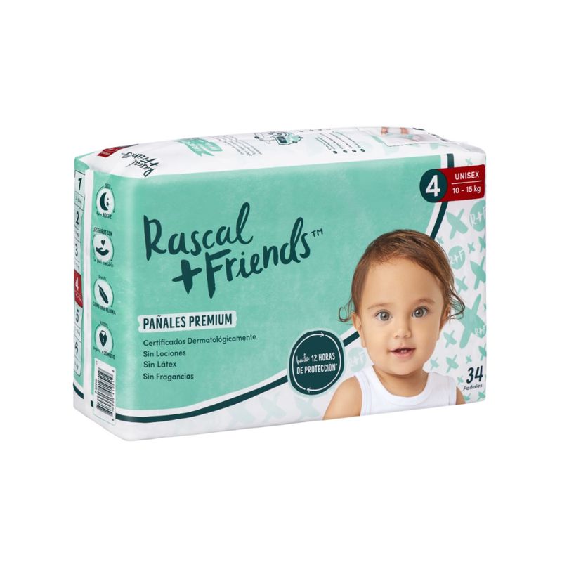 RASCALS - Pañales Rascals Talla 4 Bebé de 10 a 15 Kg por 34 Unds