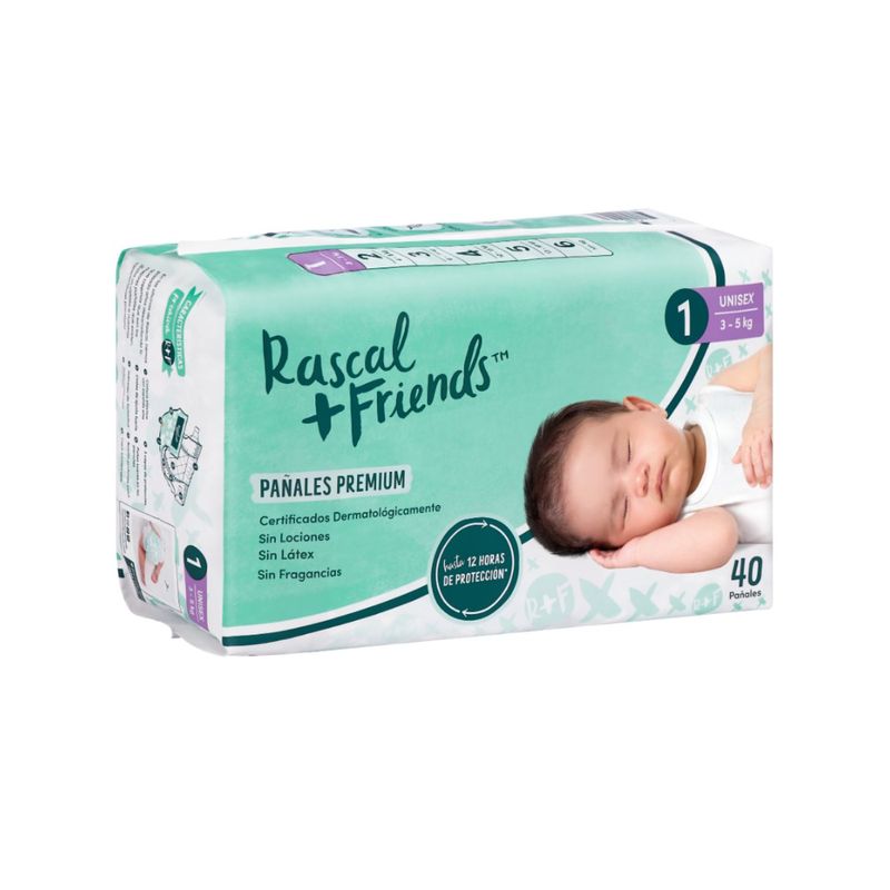 RASCALS - Pañales Rascals Talla-1 Bebé de 3 a 5 Kg por 40 Unds