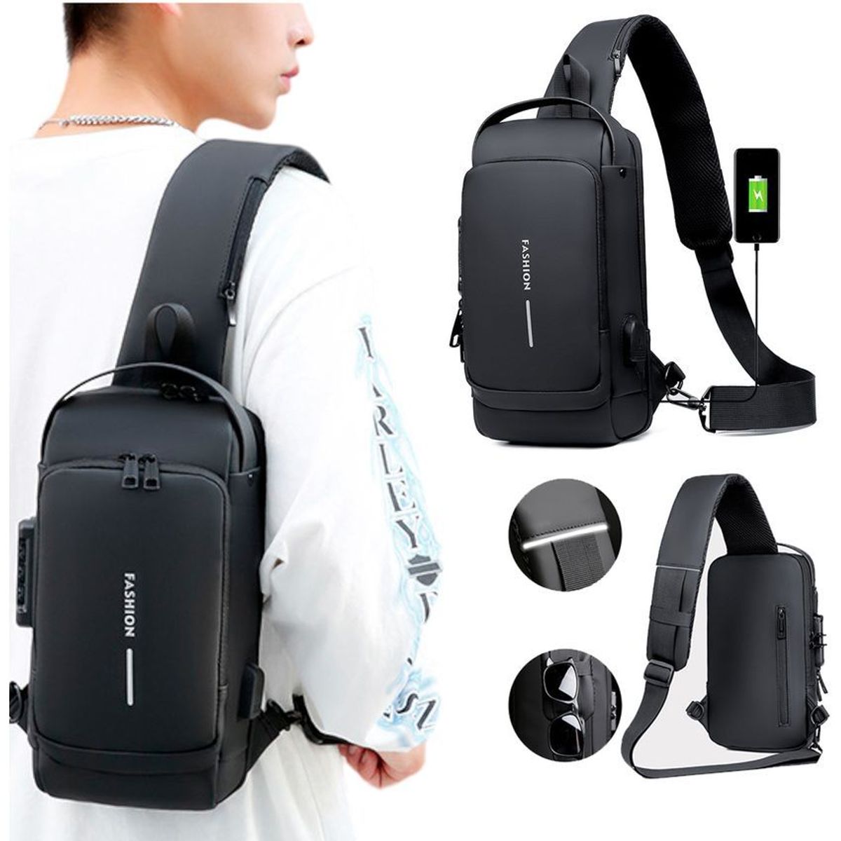 DHOAL - Morral manos libres impermeable para caballero fino importado