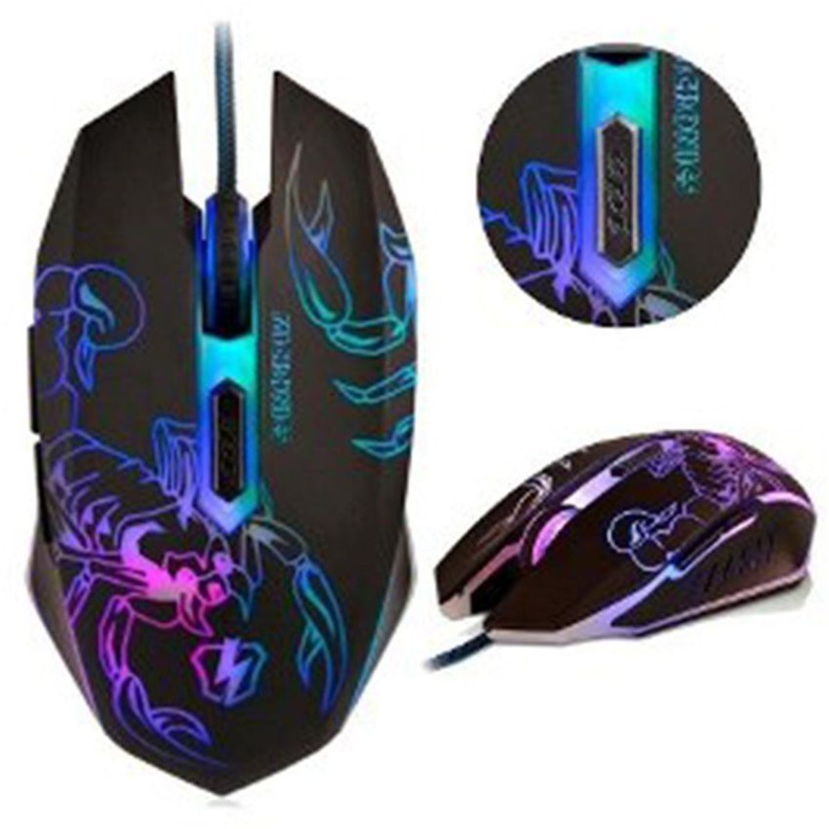 SEISA - Mouse optico para gamer usb 6 botones 7 colores especial para gamer-