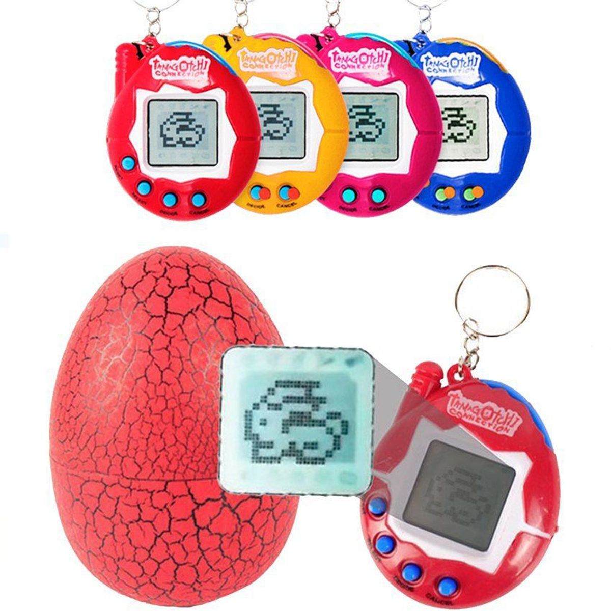 MULTIPLACE COLOMBIA - Tamagotchi 168 mascotas virtuales huevo dino llavero Azul-