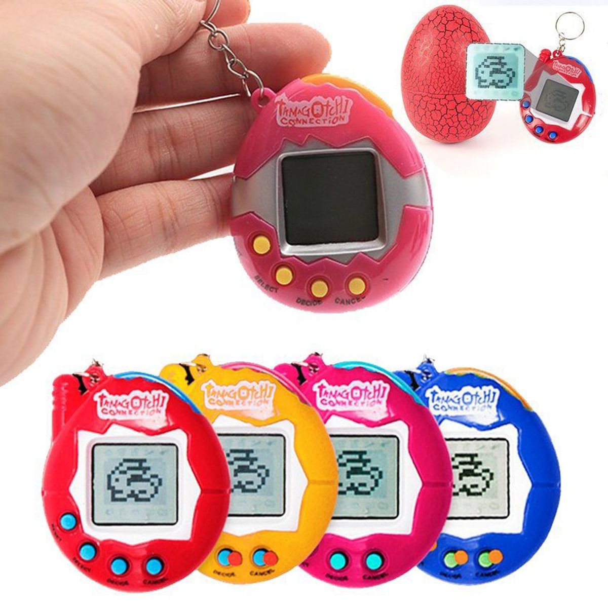 MULTIPLACE COLOMBIA - Tamagotchi 168 mascotas virtuales huevo dino llavero Azul-