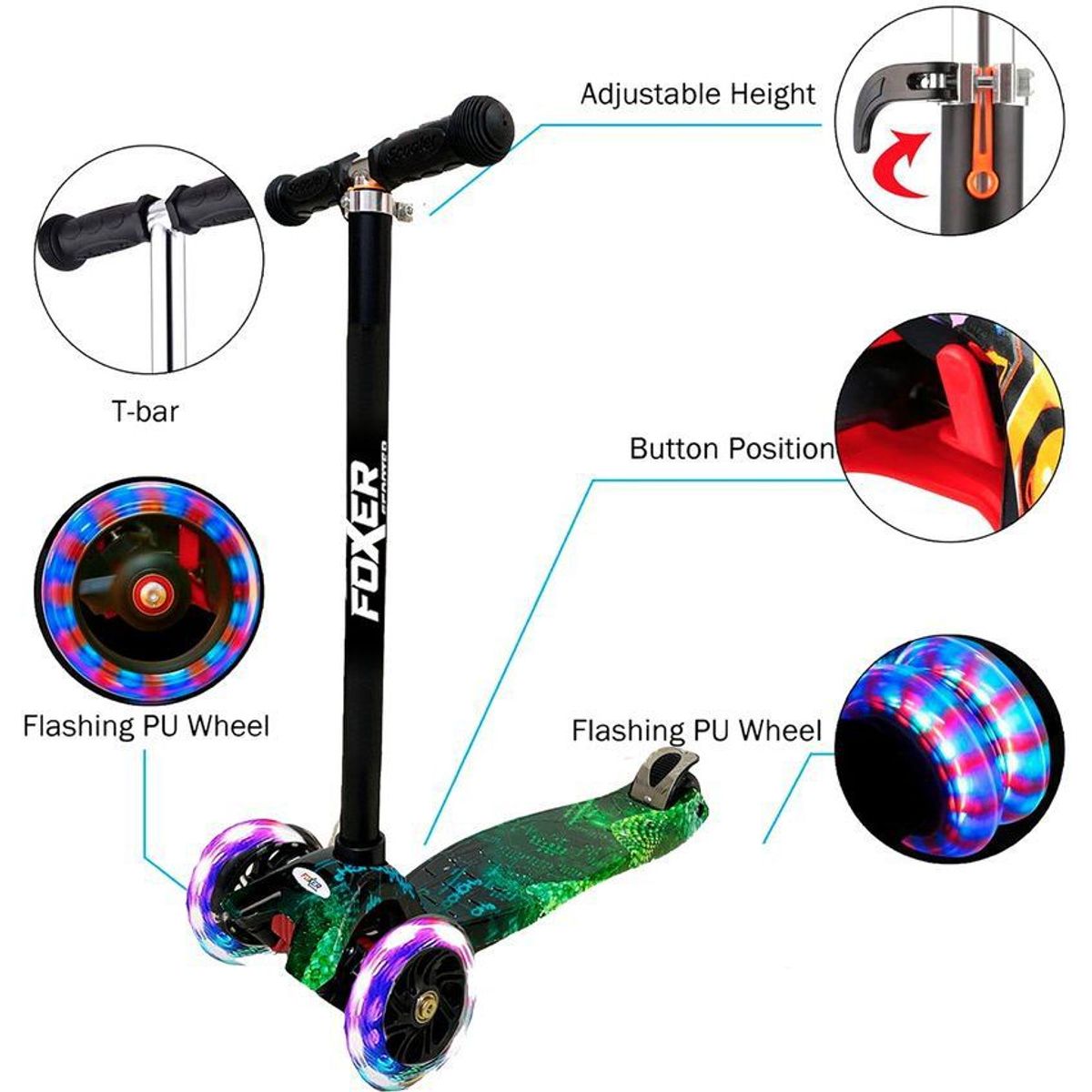 MULTIPLACE COLOMBIA - Monopatin scooter para niño moderna con luces led Foxer