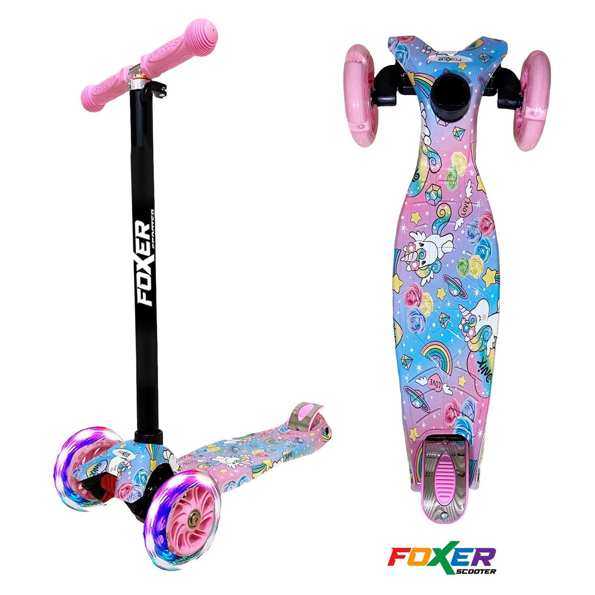 MULTIPLACE COLOMBIA - Monopatin scooter para niña moderna luces led + Proteccion