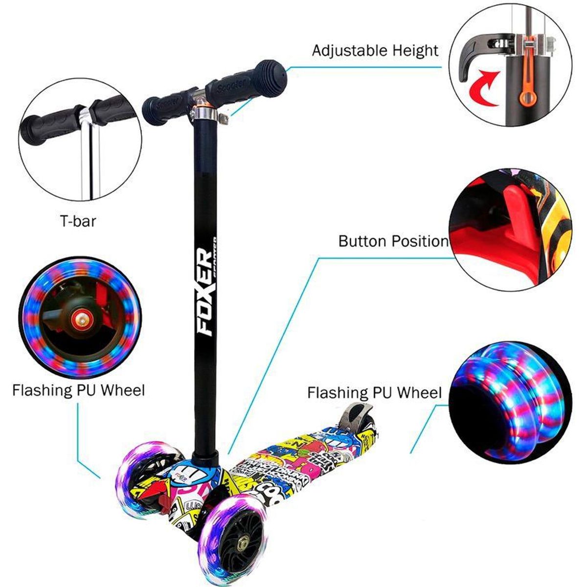 MULTIPLACE COLOMBIA - Monopatin scooter para niño moderna con luces led Foxer-