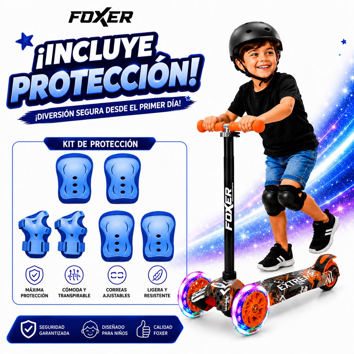 MULTIPLACE COLOMBIA - Monopatin scooter edicion especial foxer para niño Foxer + Proteccion