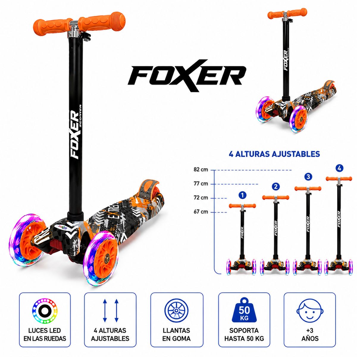 MULTIPLACE COLOMBIA - Monopatin scooter edicion especial foxer para niño Foxer + Proteccion
