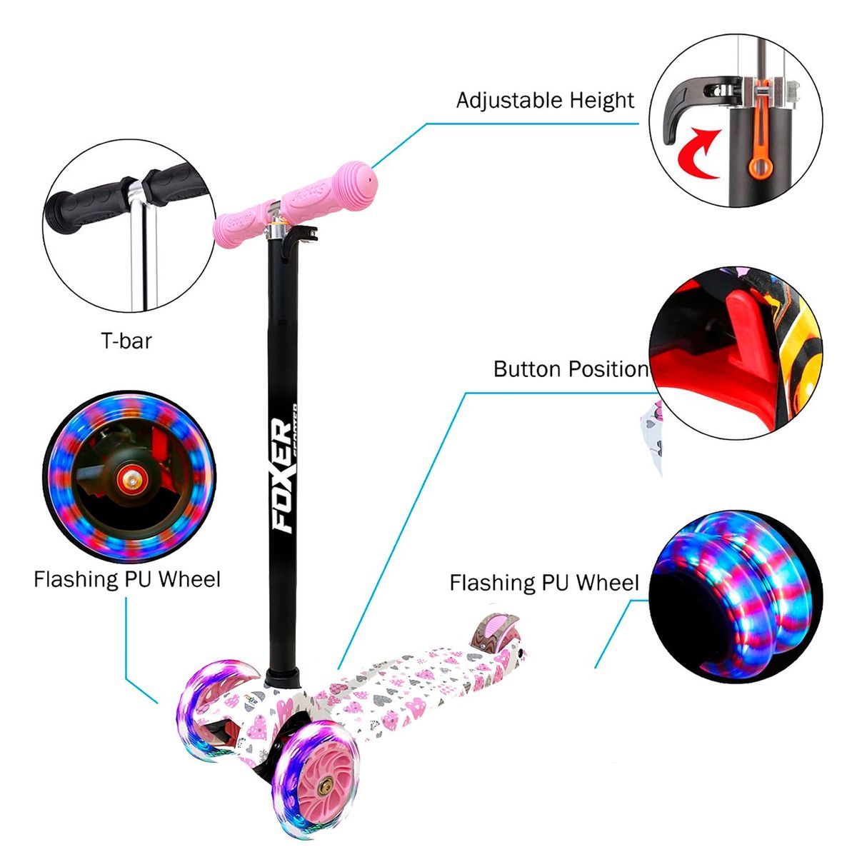 MULTIPLACE COLOMBIA - Monopatin scooter para niña edicion especial luces led Foxer