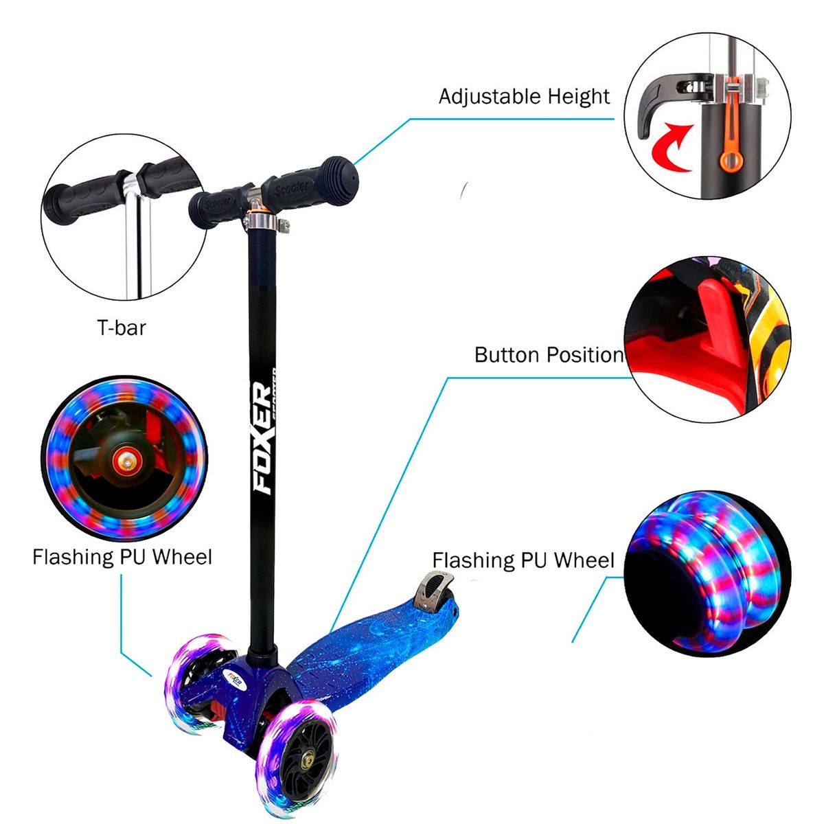 MULTIPLACE COLOMBIA - Monopatin scooter para niña edicion especial luces led Foxer