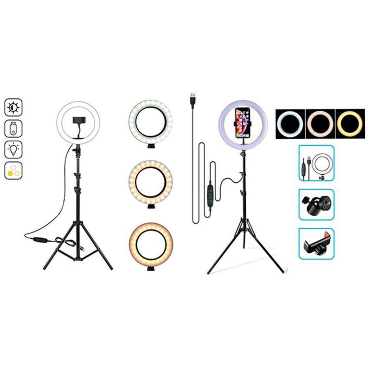 MULTIPLACE COLOMBIA - Aro de luz led 26 cm tiktok trípode 2.20 mts y soporte para celular