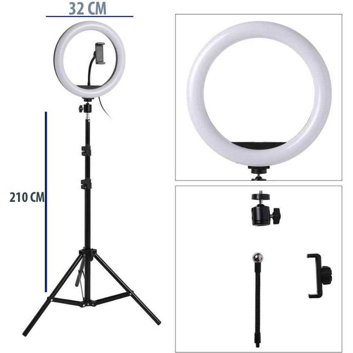 MULTIPLACE COLOMBIA - Aro de luz led 32 cm tiktok trípode 2.20 mts y soporte para celular