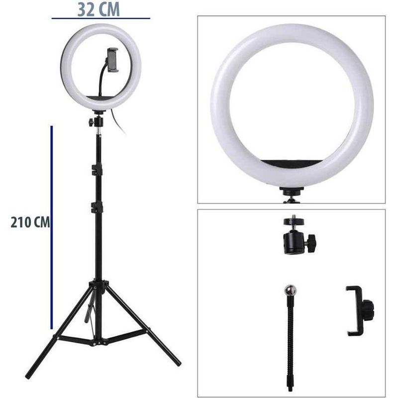 Aro de luz led 32 cm tiktok trípode mts y soporte para