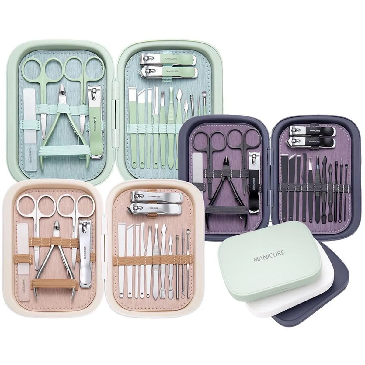 SPORT FITNESS - Set de manicure profesional en acero 18 piezas Morado-