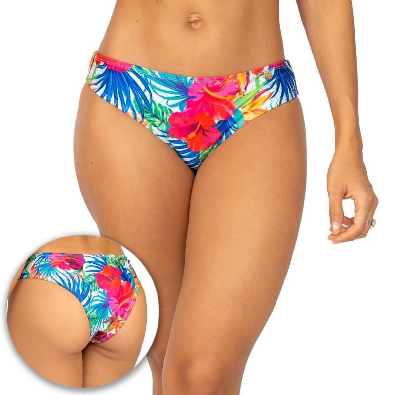 PRAIE - Panty de Vestido de Baño PRAIE 1318B3 Flores Fucsia Descaderado