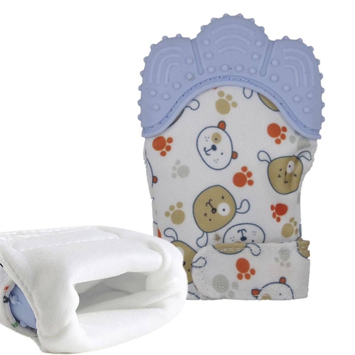 GENERICO - Manopla mordedor guante para bebe de silicona azul