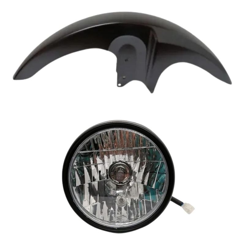 GENERICO - Farola Moto Akt Nkd 125 + Guardabarro Delantero Negro