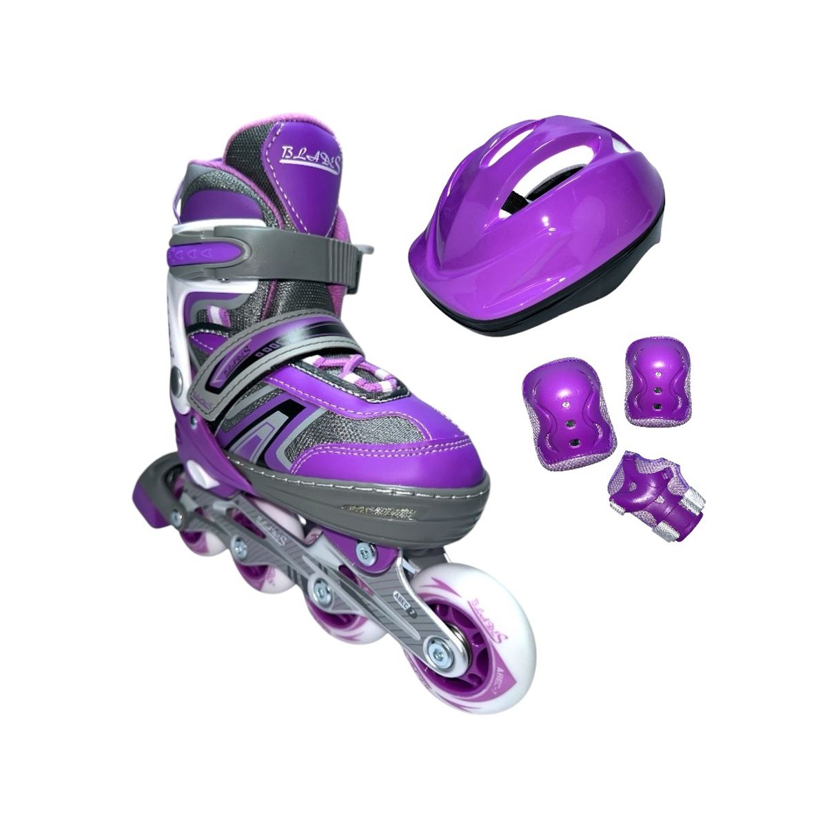 BLADERUNNER - Patines Semiprofesionales Kit Blades Con Protecciones XS 27 Ajustables a 30 Morado