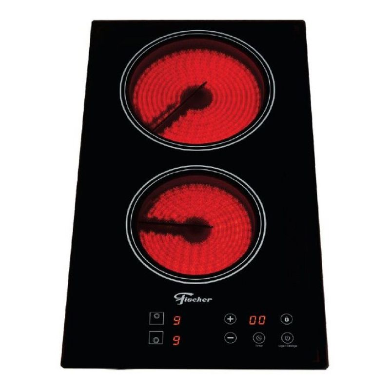 FISCHER - Estufa Empotrar 2Q Eléctrica Vidrio Cerámico Negro 220V Marca Fischer.