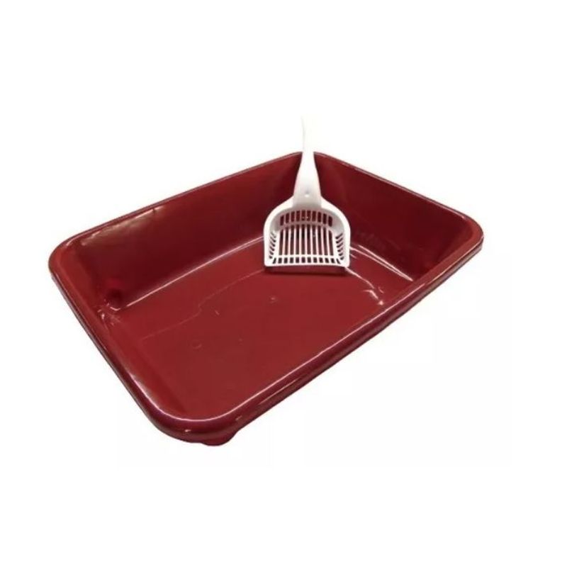 HALLY PET - Baño Arenero Bandeja Para Gatos Pala Rojo.