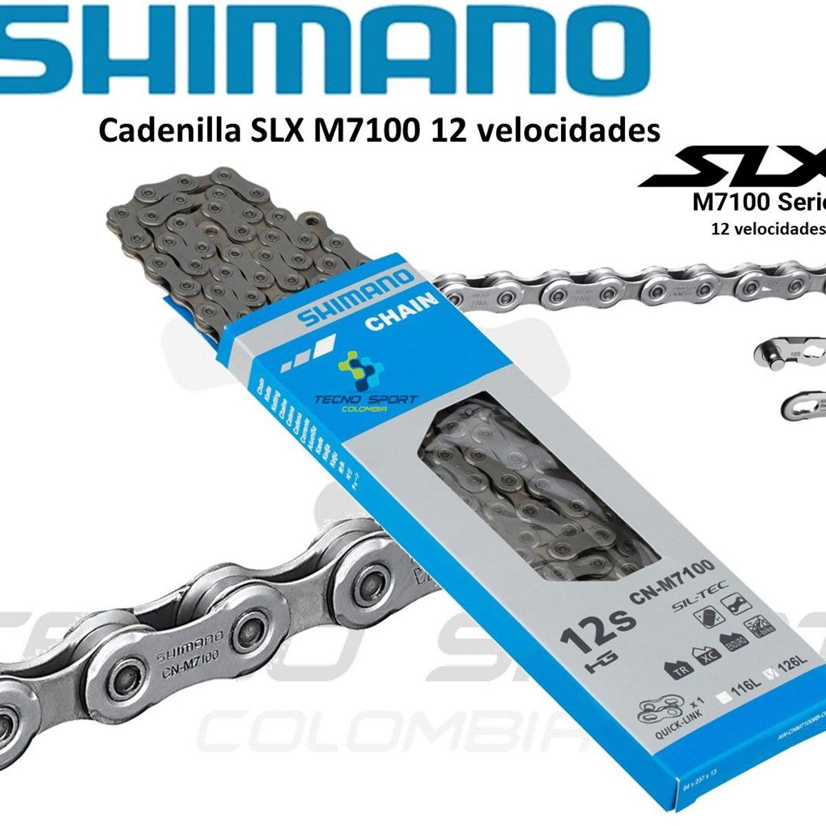 SHIMANO - Cadena M7100 Bicicleta Shimano Slx 12 Velocidades Cadenilla