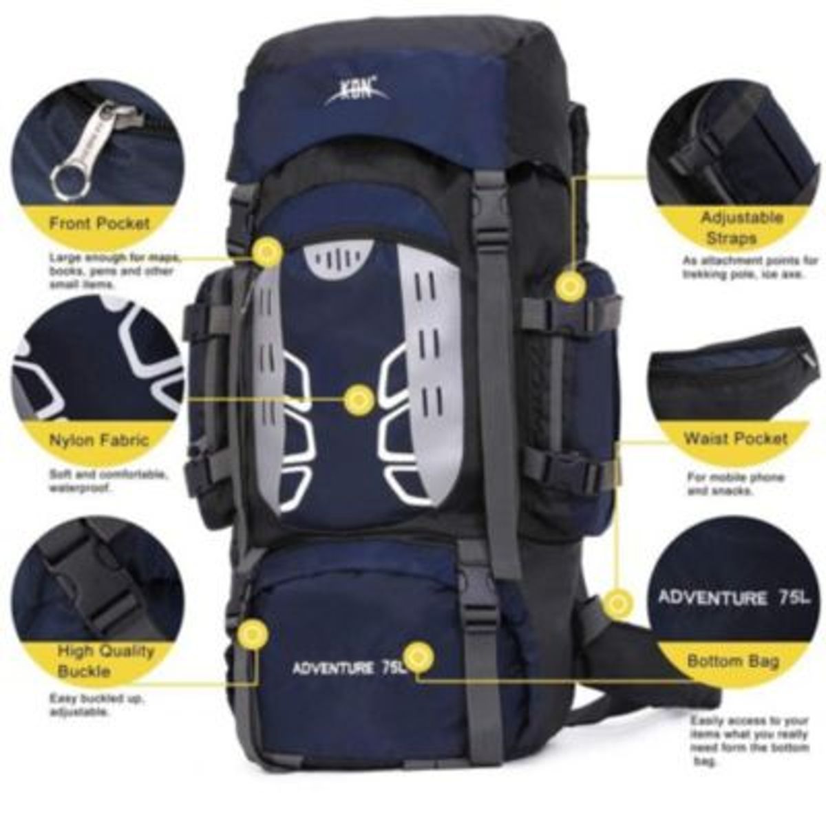 MULTIPLACE COLOMBIA - Morral camping importado original Azul Oscuro-
