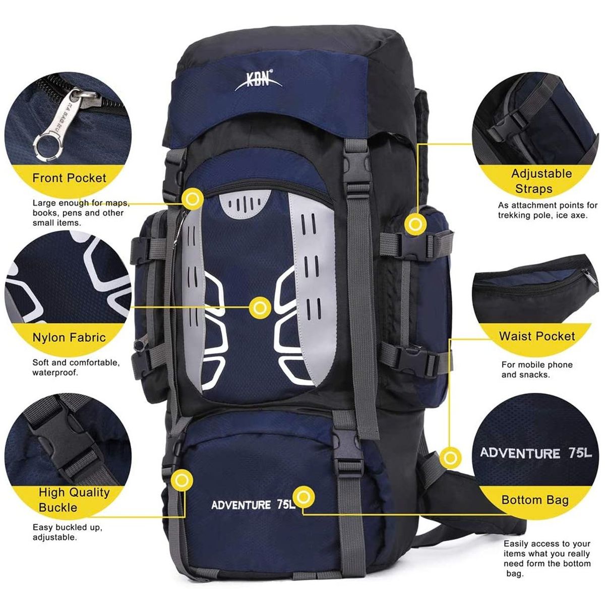 MULTIPLACE COLOMBIA - Morral camping importado original Azul Oscuro