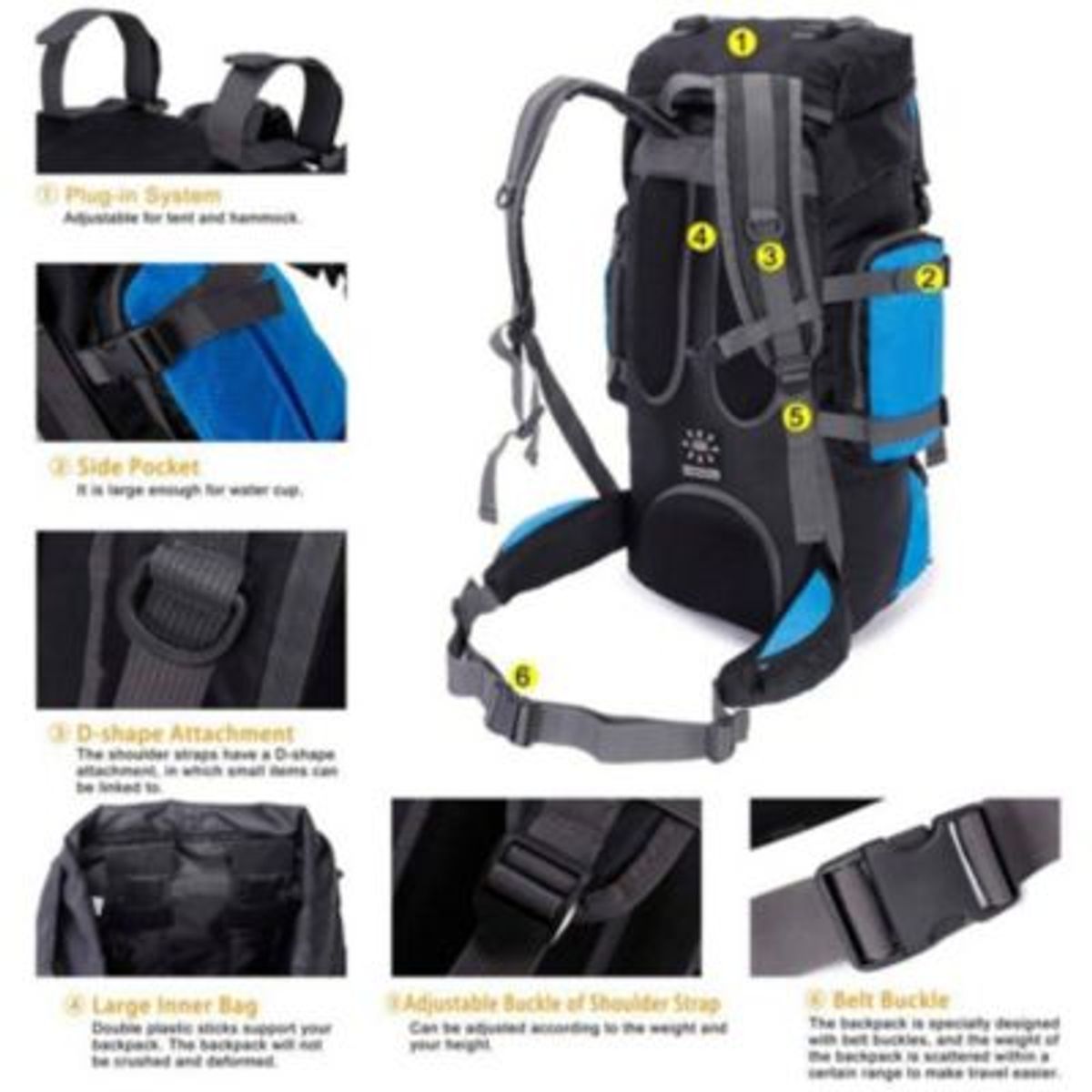 MULTIPLACE COLOMBIA - Morral camping importado original Azul Claro-