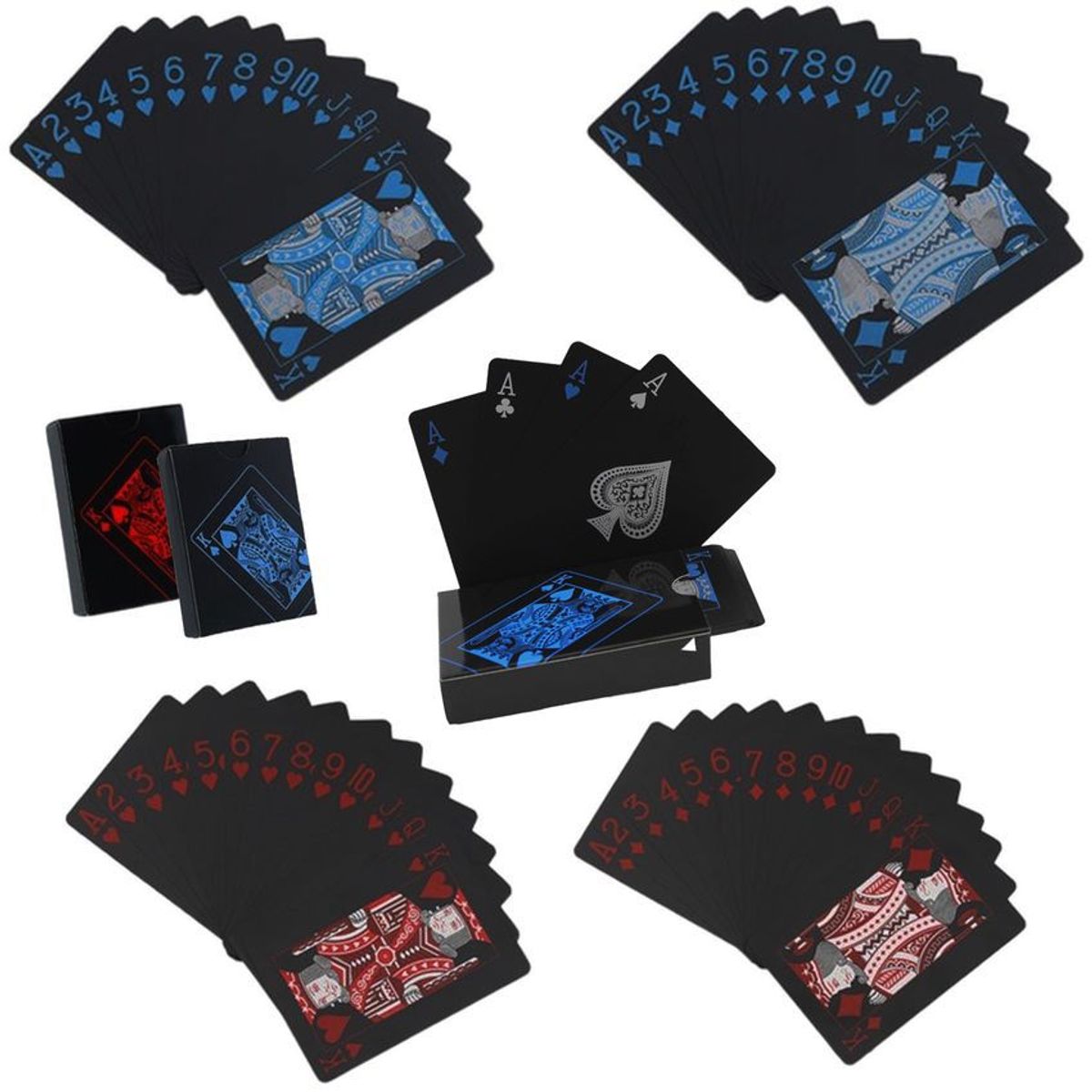 MULTIPLACE COLOMBIA - Juego de poker cartas negras 100% plastificadas 2 barajas
