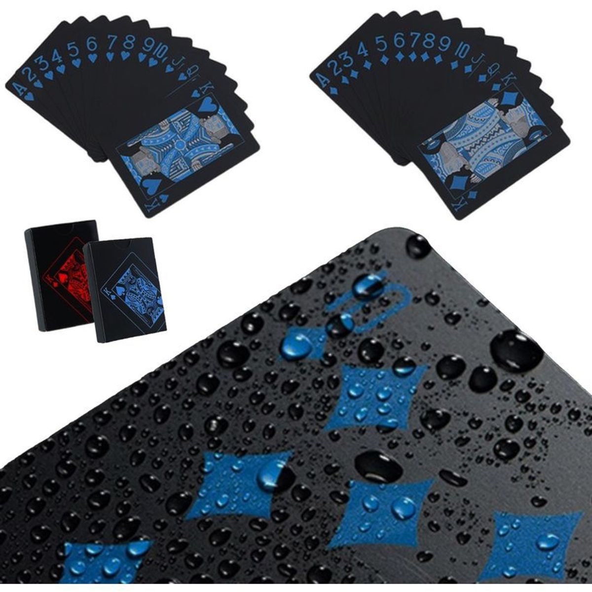 MULTIPLACE COLOMBIA - Juego de poker cartas negras 100% plastificadas 2 barajas