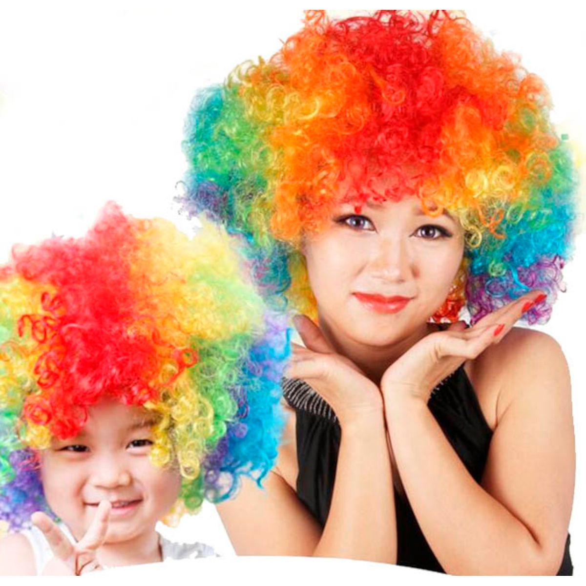 GENERICO - Peluca Afro Colores Halloween Disfraz Fiestas Hora Loca